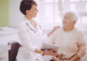 A resident is happy to hear her clinician's health tips.