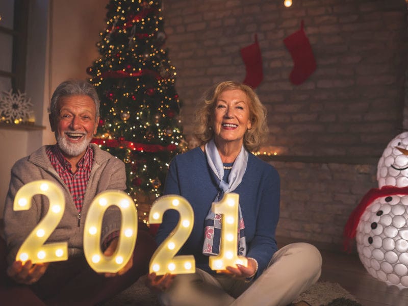Older couple New Year's Resolutions in an assisted living facility